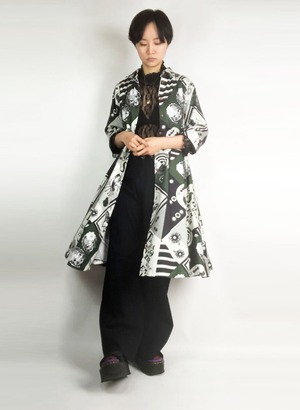 【Lサイズ完売・Mサイズのみ】ワンピース　ロシア構成主義（グリーン）