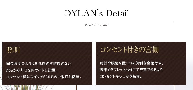 S【ベッドフレームのみ】宮、照明、コンセント付き【ディラン-DYLAN