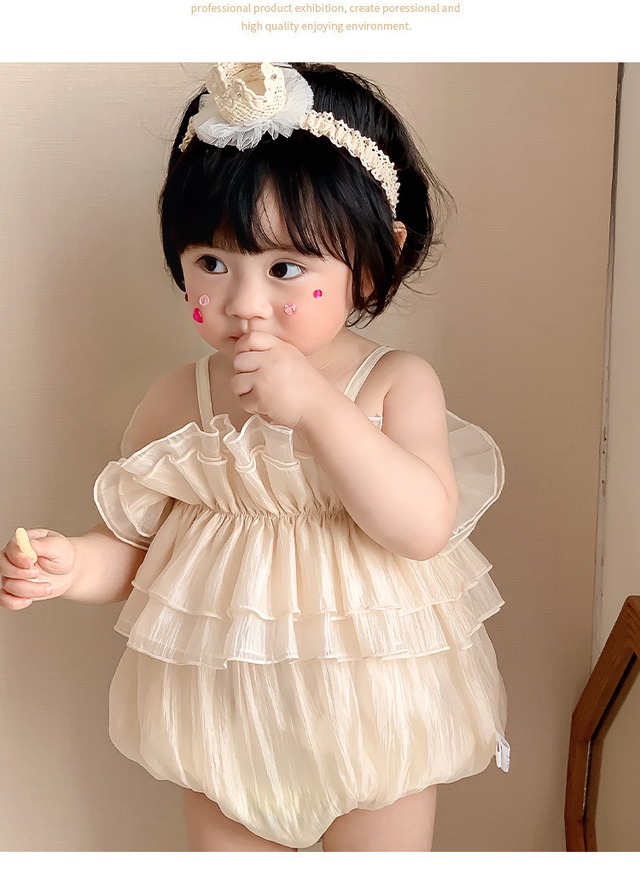 【BABY】エンジェルフリルチュールキャミソールロンパース - 14