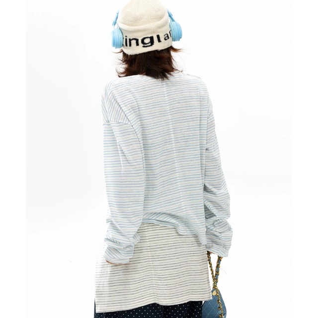 relaxed borde long tee　リラックスボーダーロングティー　J2166