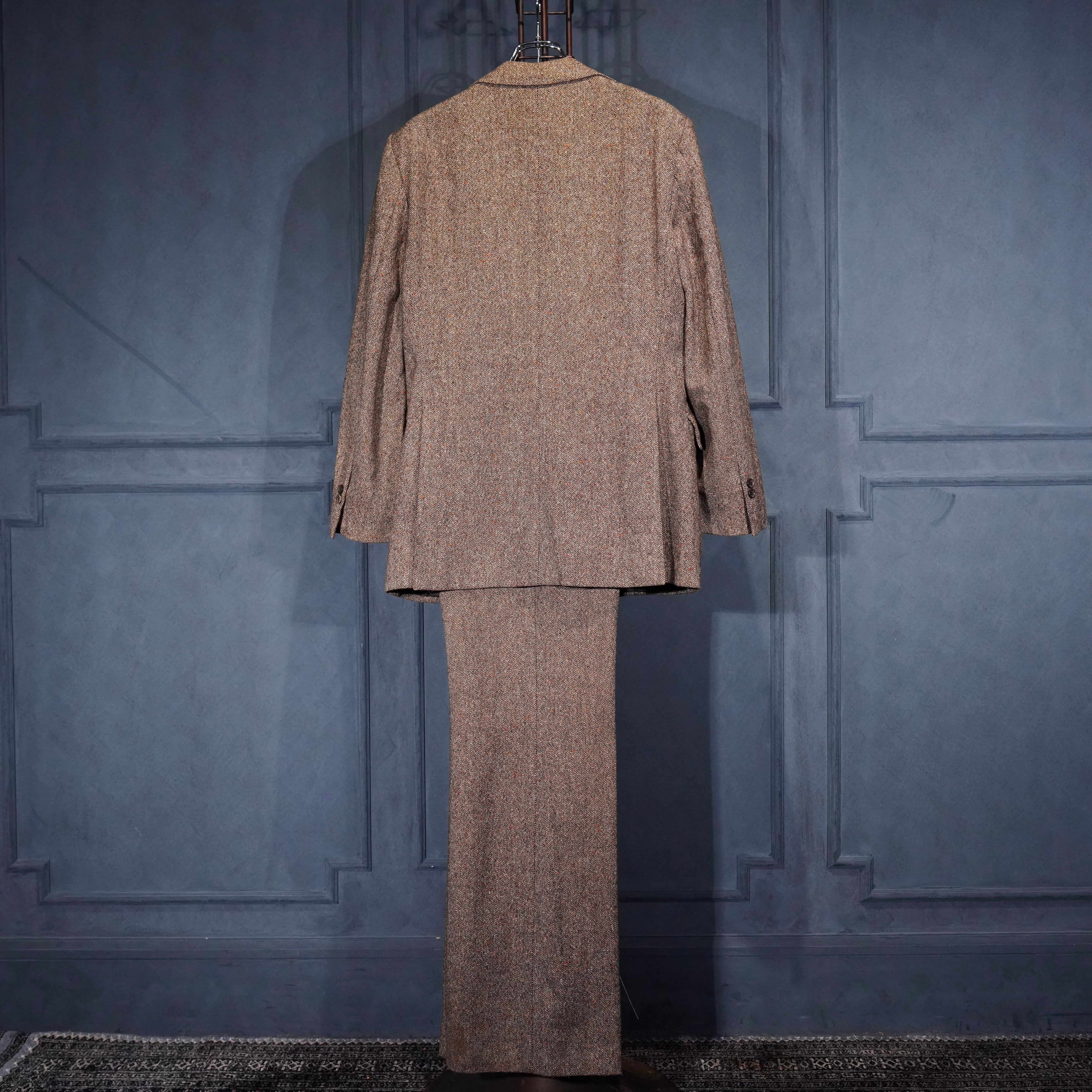 EU VINTAGE TREVIRA NEP TWEED FLARE PANTS SET UP SUIT/ヨーロッパ