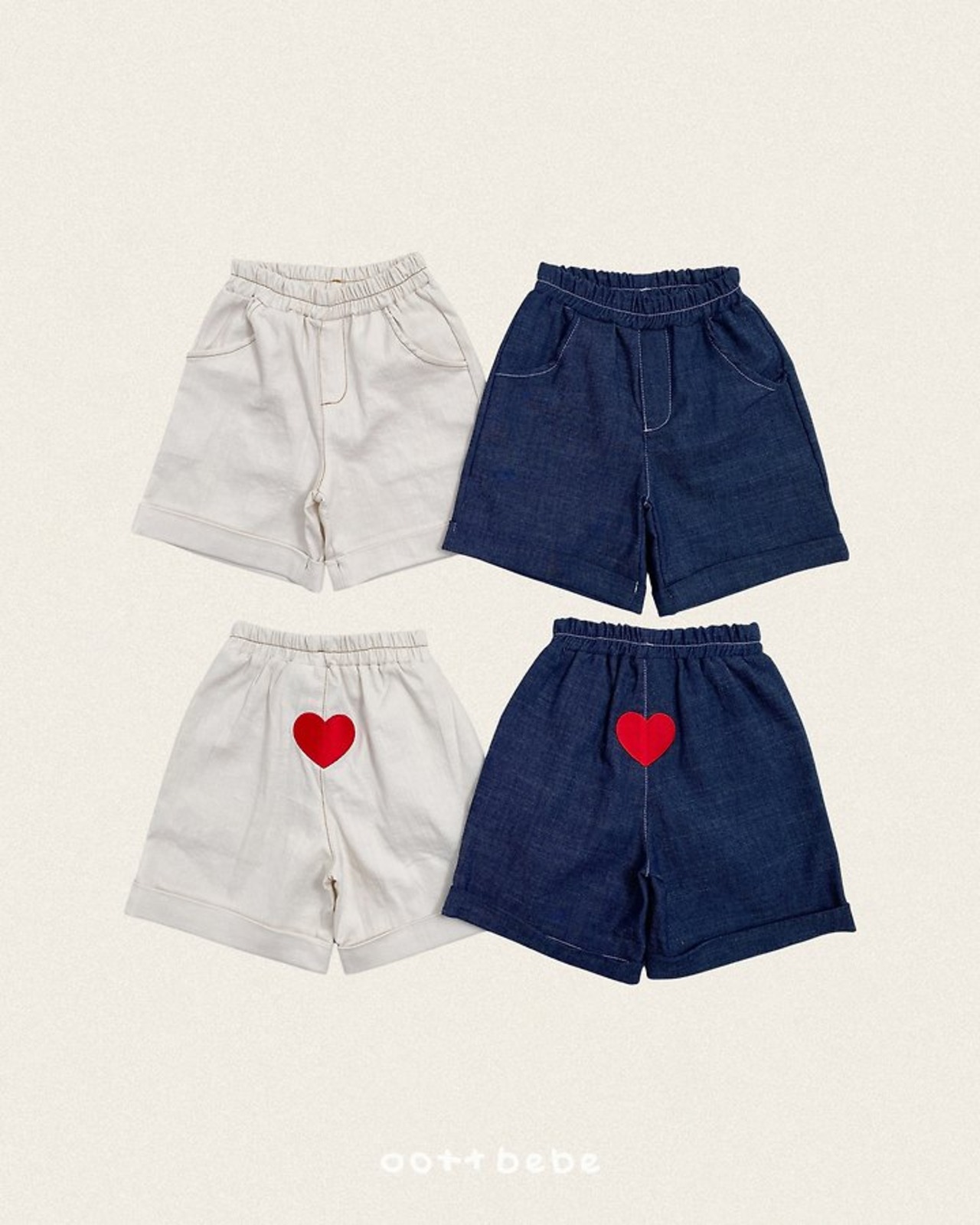 [oottbebe] Heart Denim Cuff Pants / [오뜨베베] 하트데님카브라팬츠