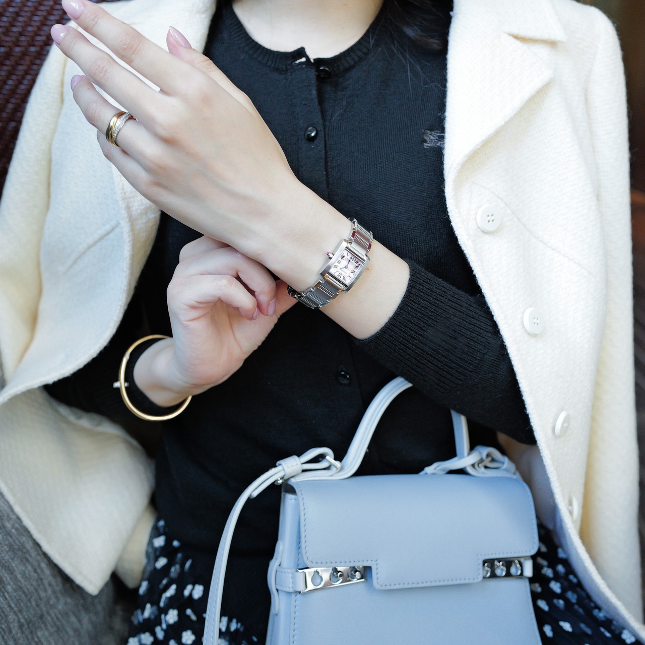 カルティエ タンクフランセーズ SM ピンクシェル文字盤