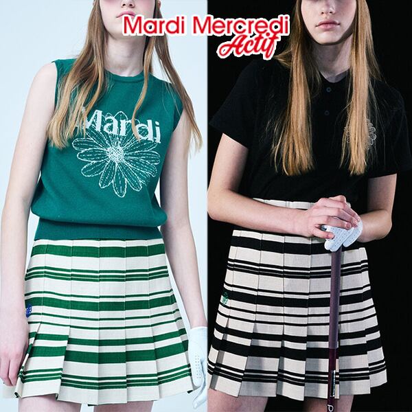 Mardi Mercredi STRIPE PLEATS SKIRT WM1794 マルディメクルディ