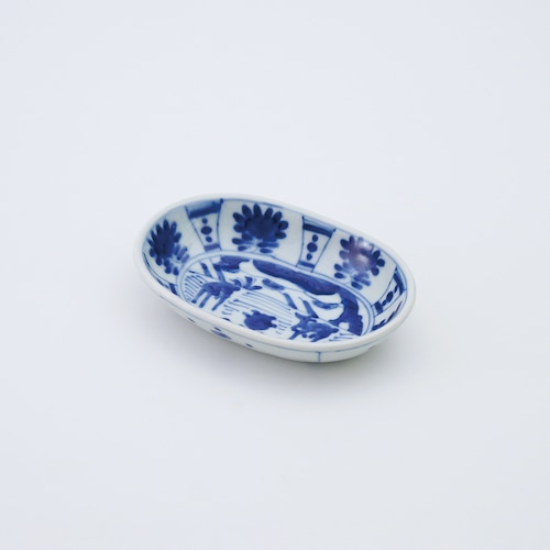 芙蓉手双鹿図小判皿（小）