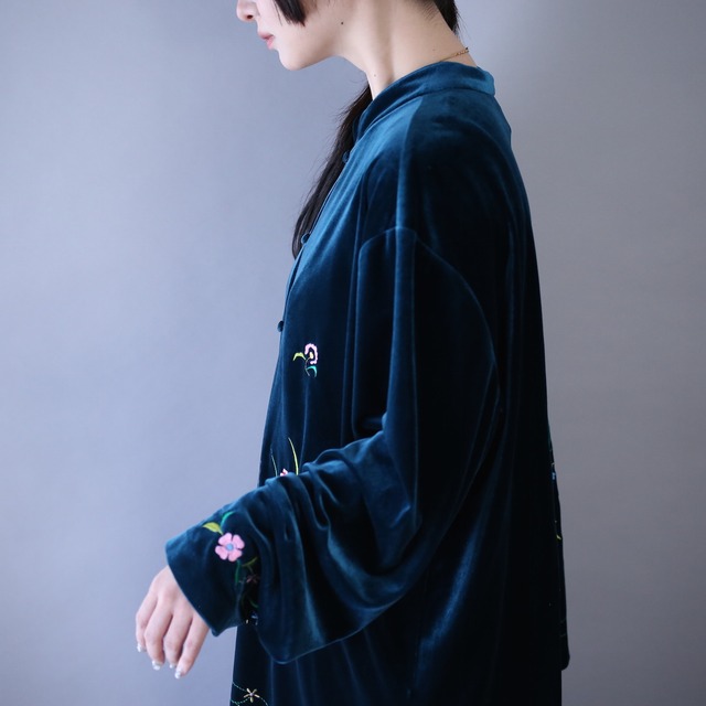 "刺繍×花×鳥" front and back design special velours shirt
