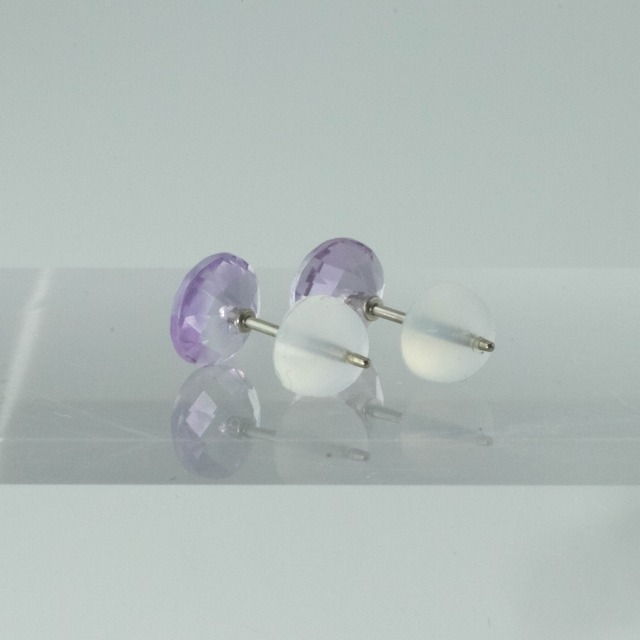 ピンクアメシスト　チタンポストピアス