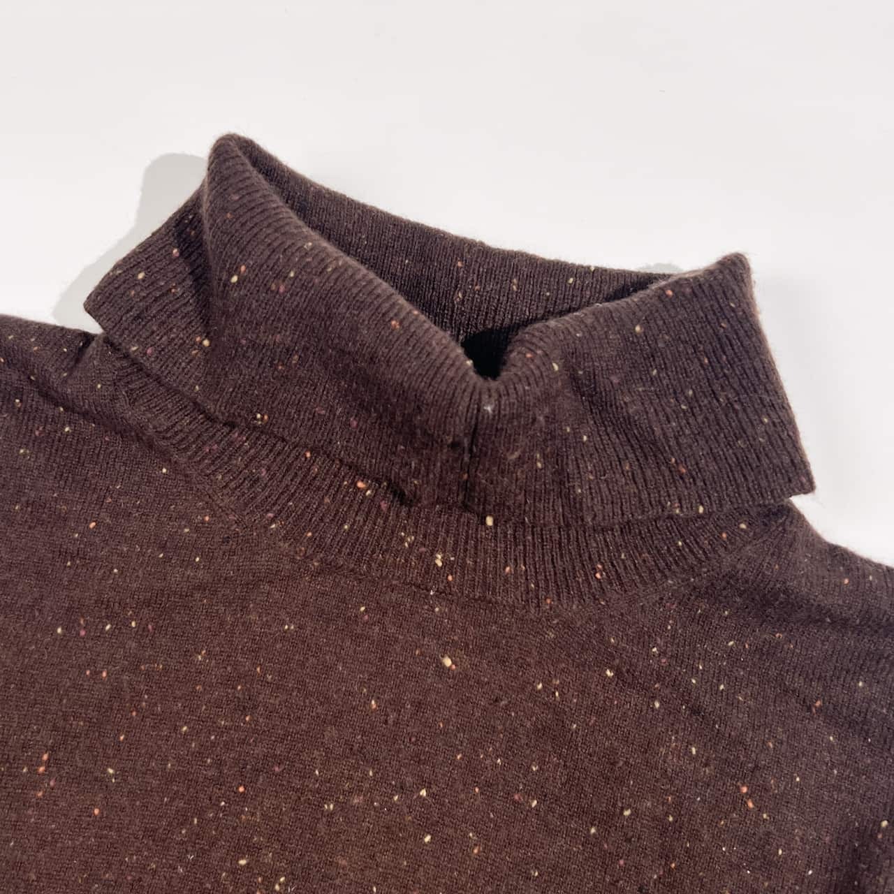 アンゴラ混 Mademoiselle NON NON マドモアゼルノンノン タートルネック ネップ ニット セーター L/ブラウン系 レディース