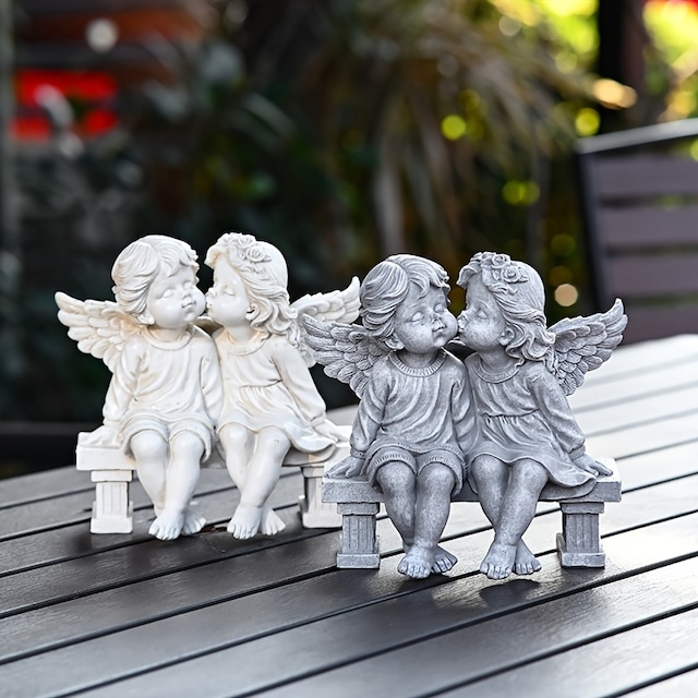 ガーデンオーナメント 天使 エンジェル おしゃれ かわいい インテリア 置物 ガーデン オブジェ 庭 玄関 ガーデニング オフホワイト 4-7