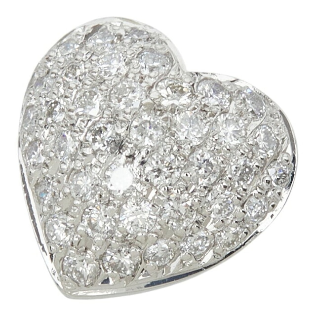 Pt900 プラチナ ダイヤ0.40ct ハート モチーフ ペンダントトップ ネックレス レディース 【中古】