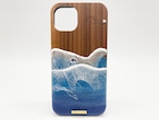 Small wavy/wood×resin wave case(walnut)