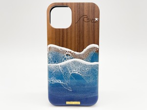 Small wavy/wood×resin wave case(walnut)