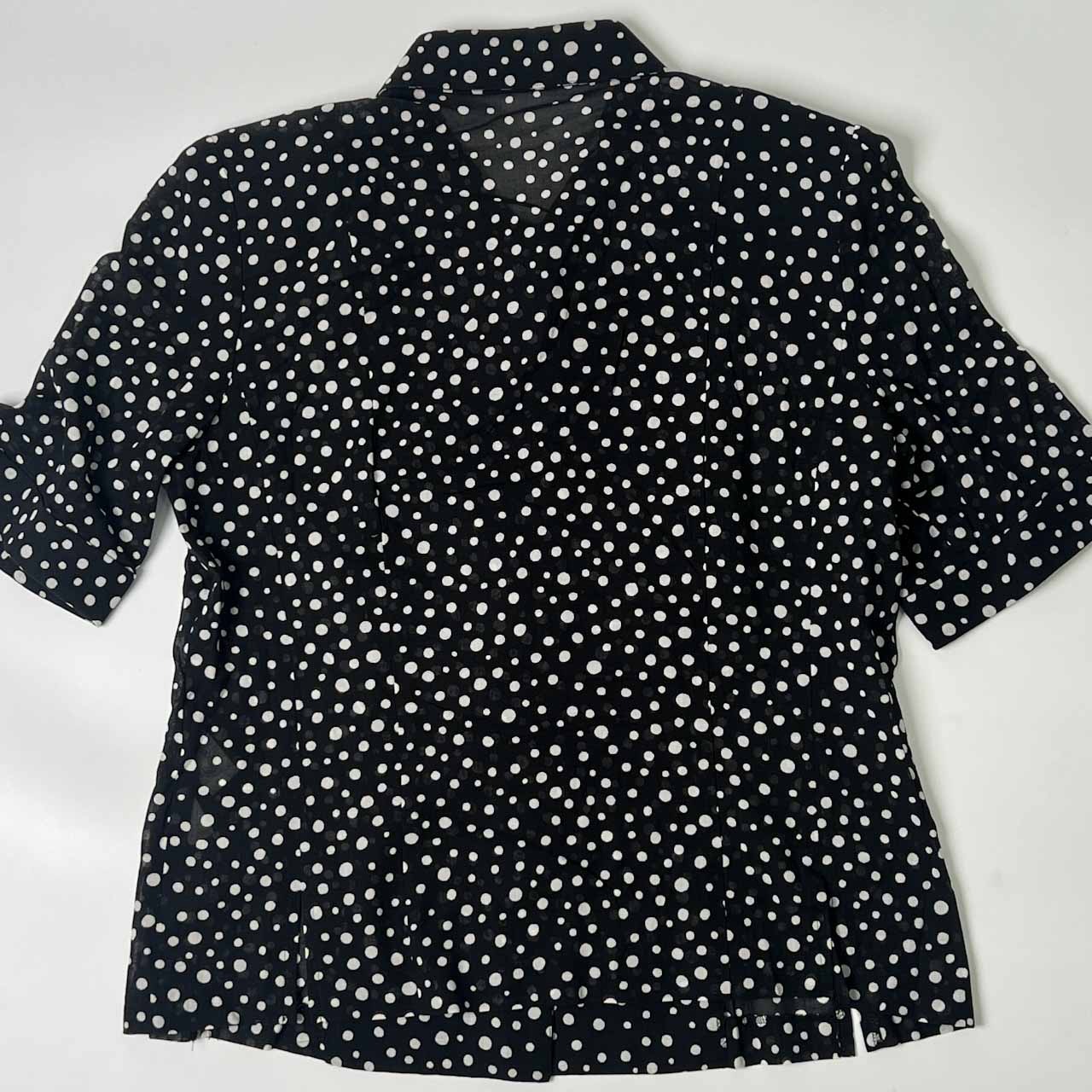 Leilian レリアン シアー ドット 半袖シャツ ブラウス 9/ブラック×ホワイト レディース