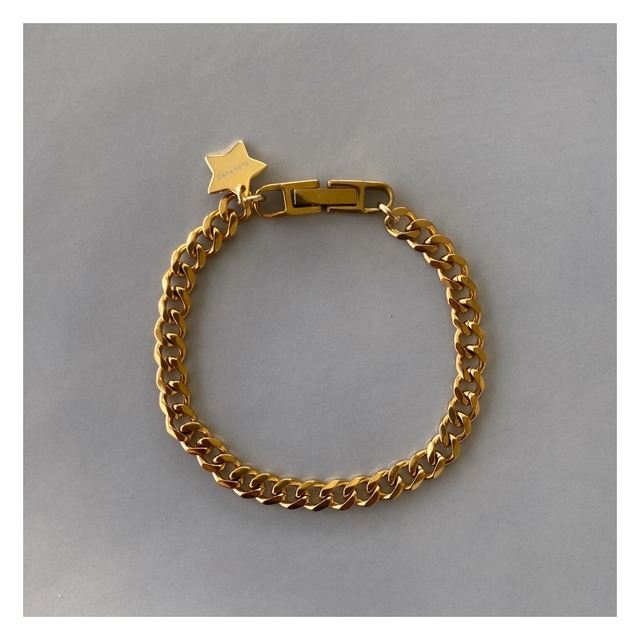 Gold Flat Link Chain Bracelet