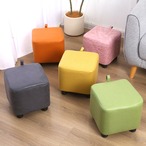 スツール ロータイプ 高さ28cm イエロー ピンク 黄色 桃色 正方形 四角 椅子 スクエア レザースツール ファッションソファスツール コーヒーテーブル 無垢材 ホーム 小さなスツール ロースツール レザースツール