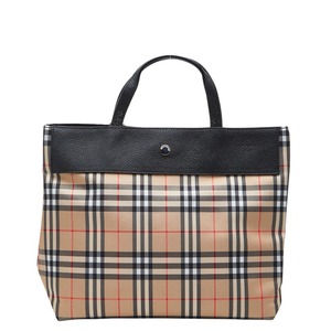 バーバリー ノバチェック ハンドバッグ トートバッグ ベージュ ブラック ナイロン レザー レディース BURBERRY 【中古】