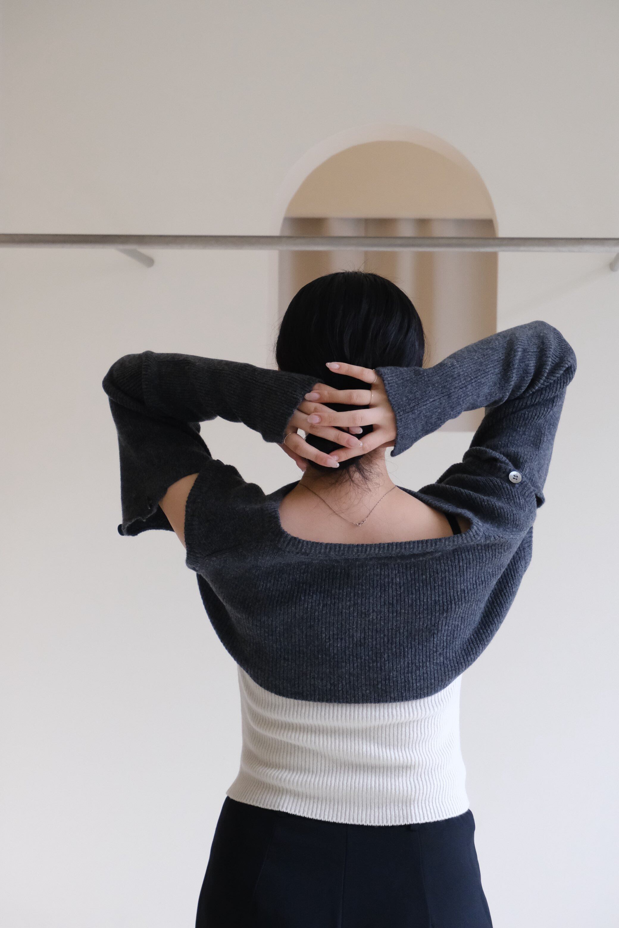 KAYLE】WOOL SHORT KNIT WAIST WARMER SET | theour