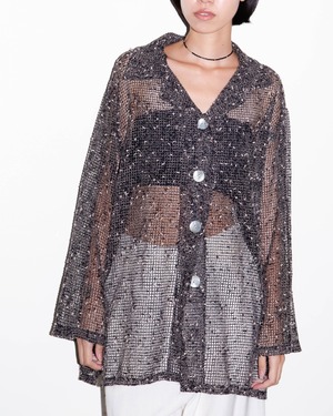 1990s open-collar mesh knit shirt