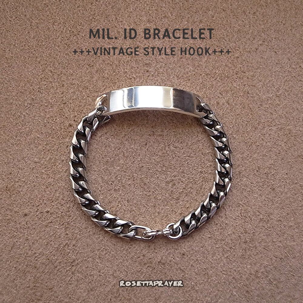 MIL. ID BRACELET- SILVER +VINTAGE HOOK+ | ROSETTAPRAYER