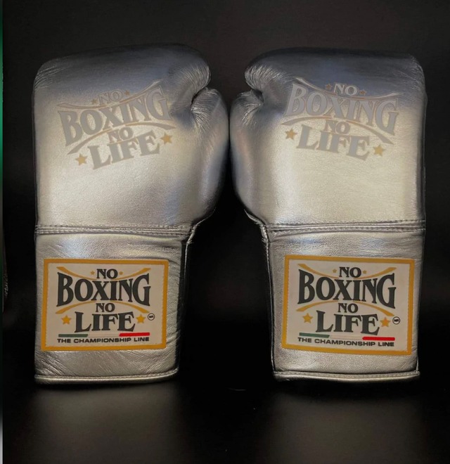No boxing No life ノーボクシングノーライフトレーニンググローブメタリックシルバー