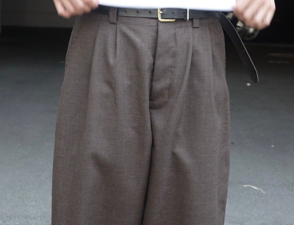 EVAN KINORI(エヴァン キノリ) / Two Pleat Pants Fox Worsted Wool Poppytooth-(Brown)-