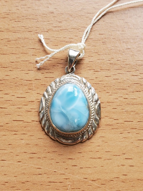 高品質ラリマーの925silverデザインペンダントトップ 送料無料