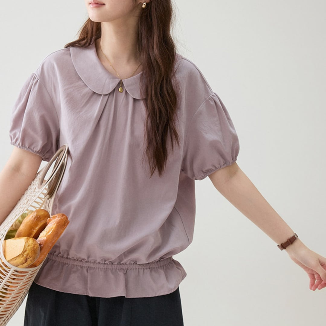 round collar puff sleeve blouse