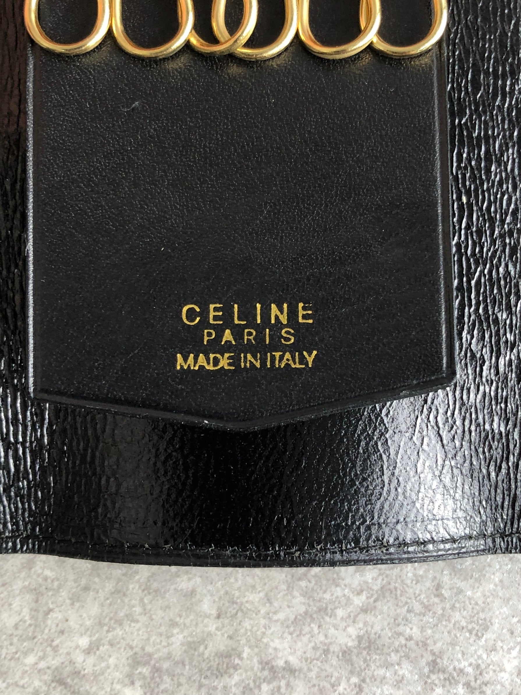 CELINE セリーヌ キーケース ブラック ホースキャリッジ レザー 6連