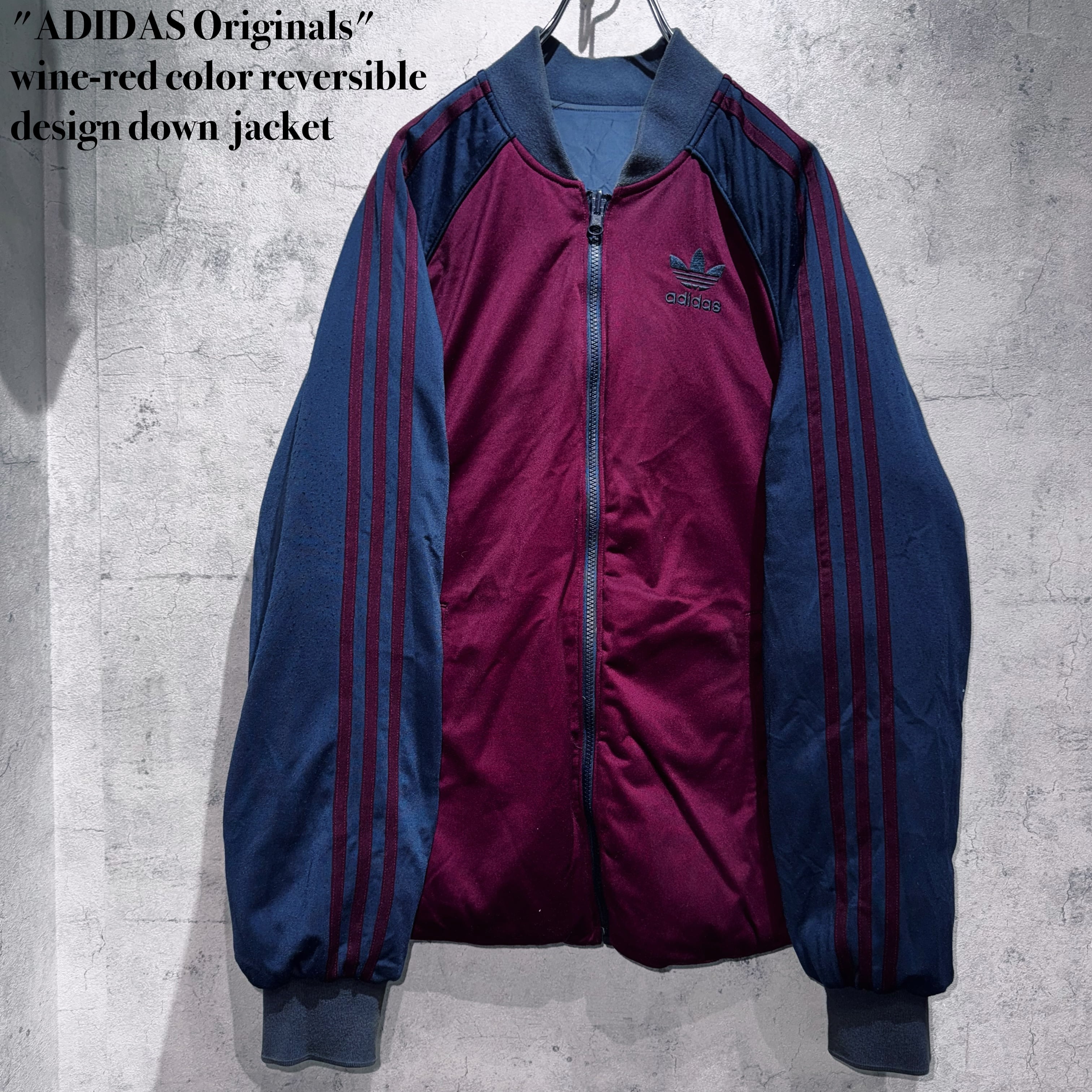 "ADIDAS Originals"wine-red color reversible design down jacket