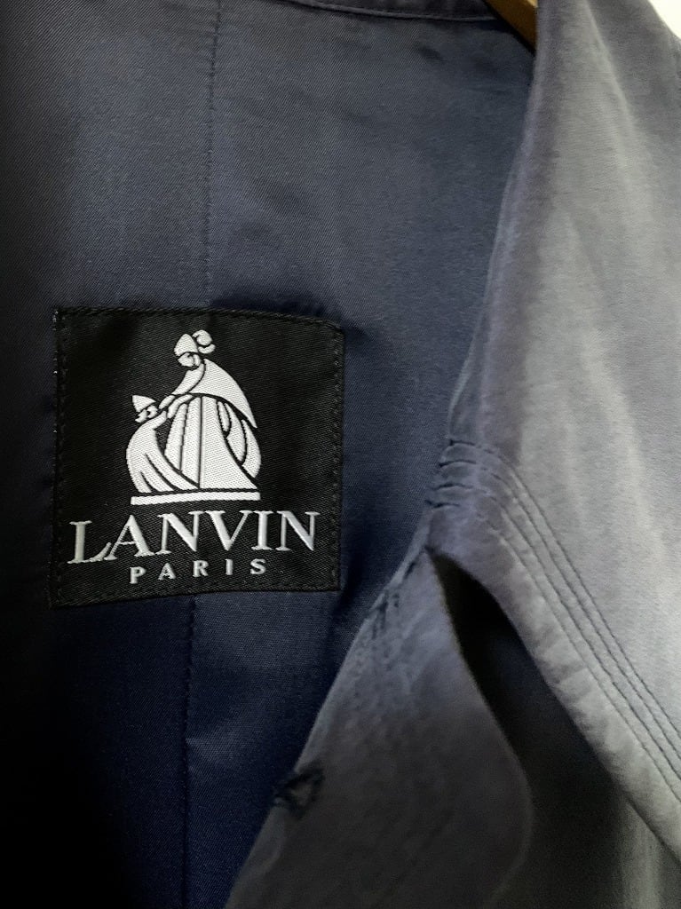 1990's Silk × Cotton Design Long Coat with Belt "LANVIN"