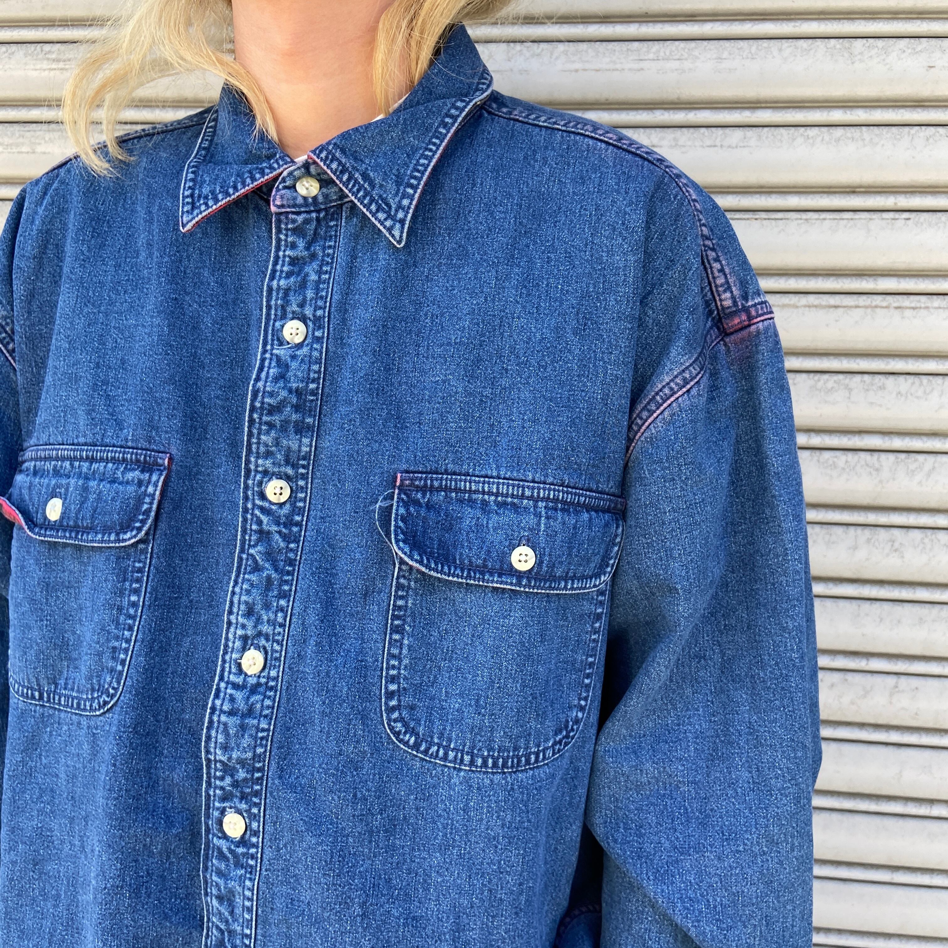 90s EddieBauer DENIM 裏地付きデニムシャツ チェック柄 XL 90s EddieBauer DENIM 裏地付きデニムシャツ チェック柄 XL