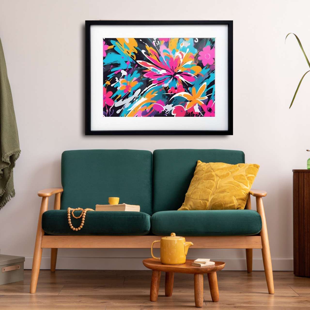 graffiti flower｜グラフィティ×ボタニカルアートポスター｜ストリート感と彩りが映える花のデザインで部屋を華やかにするインテリア作品A3ポスター