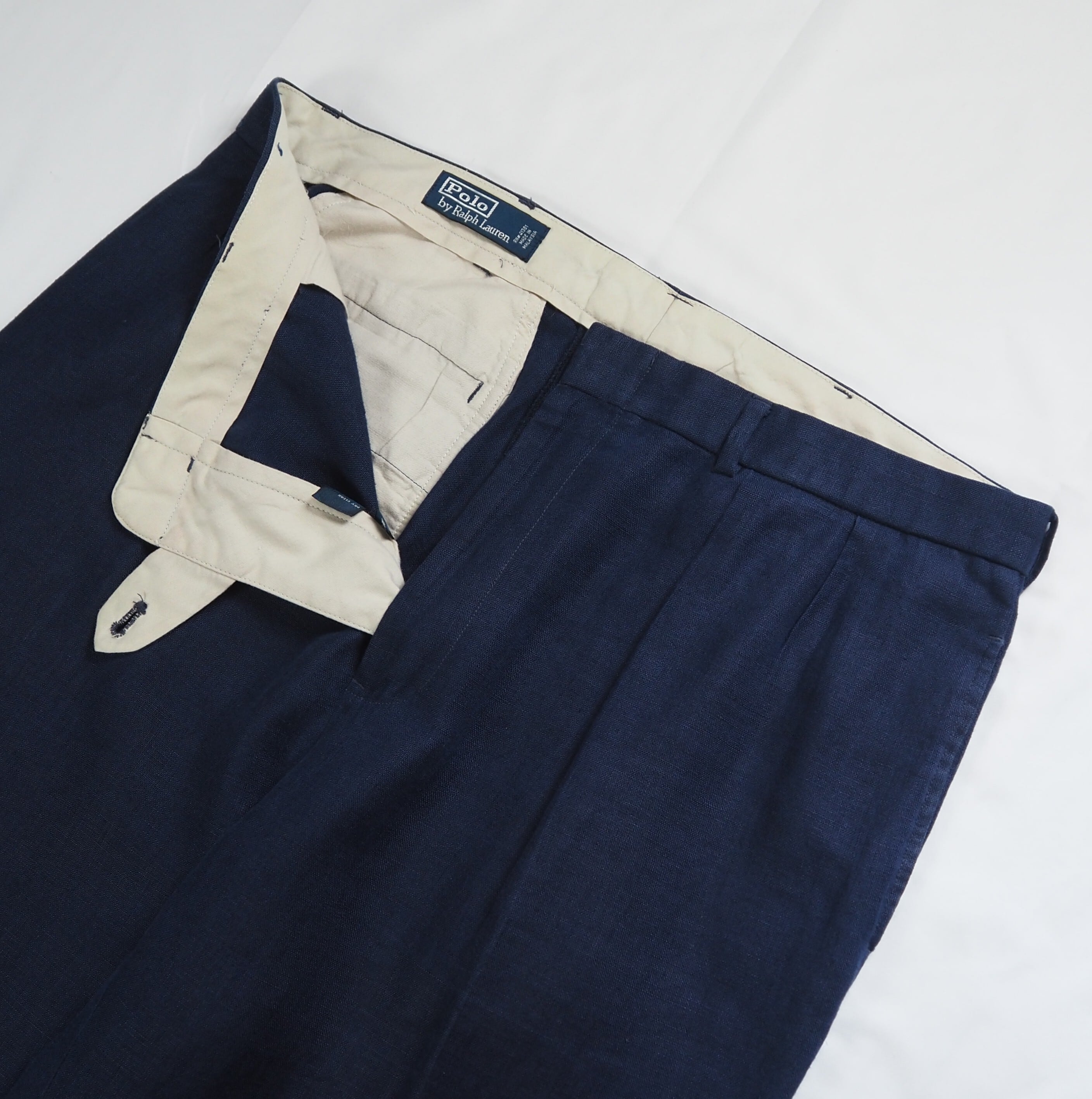 90's Ralph Lauren 100%リネンパンツ ネイビー 38×30 | DIRT Vintage