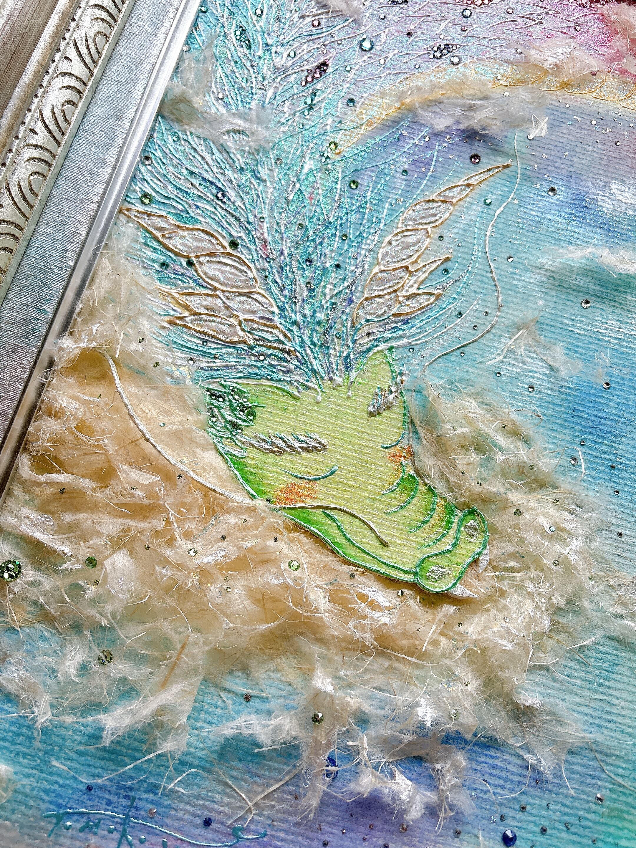 一点もの原画【幸運の虹龍】 龍の絵 癒し ホスピタルアート ヒーリング