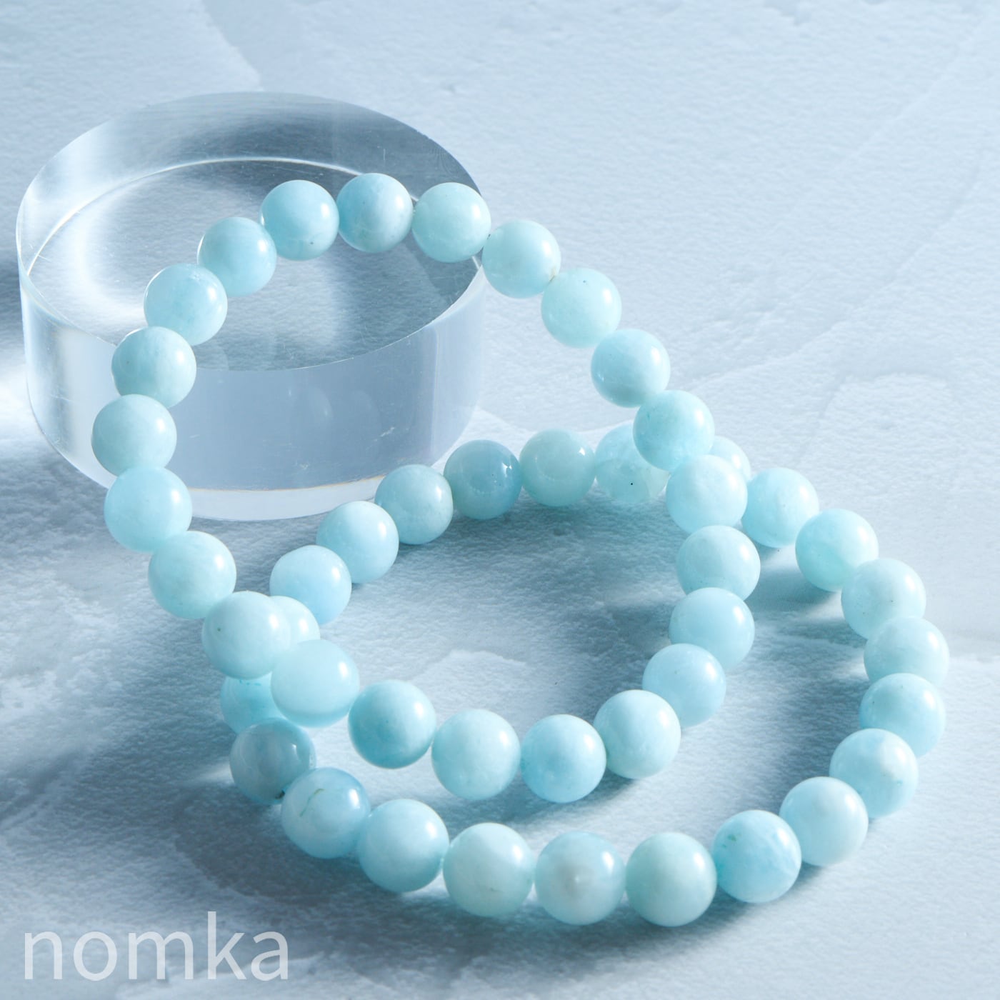 【期間限定 8/31 23:59まで】 アクアマリン/ミルキーカラー (8mm) ブレスレット nL-8023