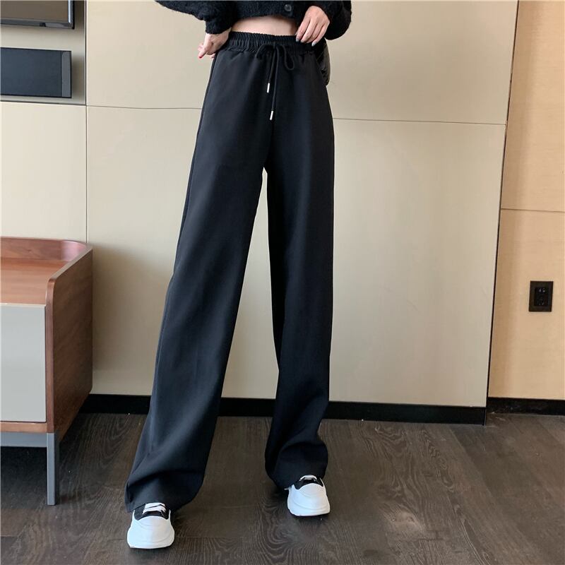 パンツ ハイウェストウェストルーズスプリングオータムカジュアルホワイト 春物 秋物 ブラックストロベリース73849010523