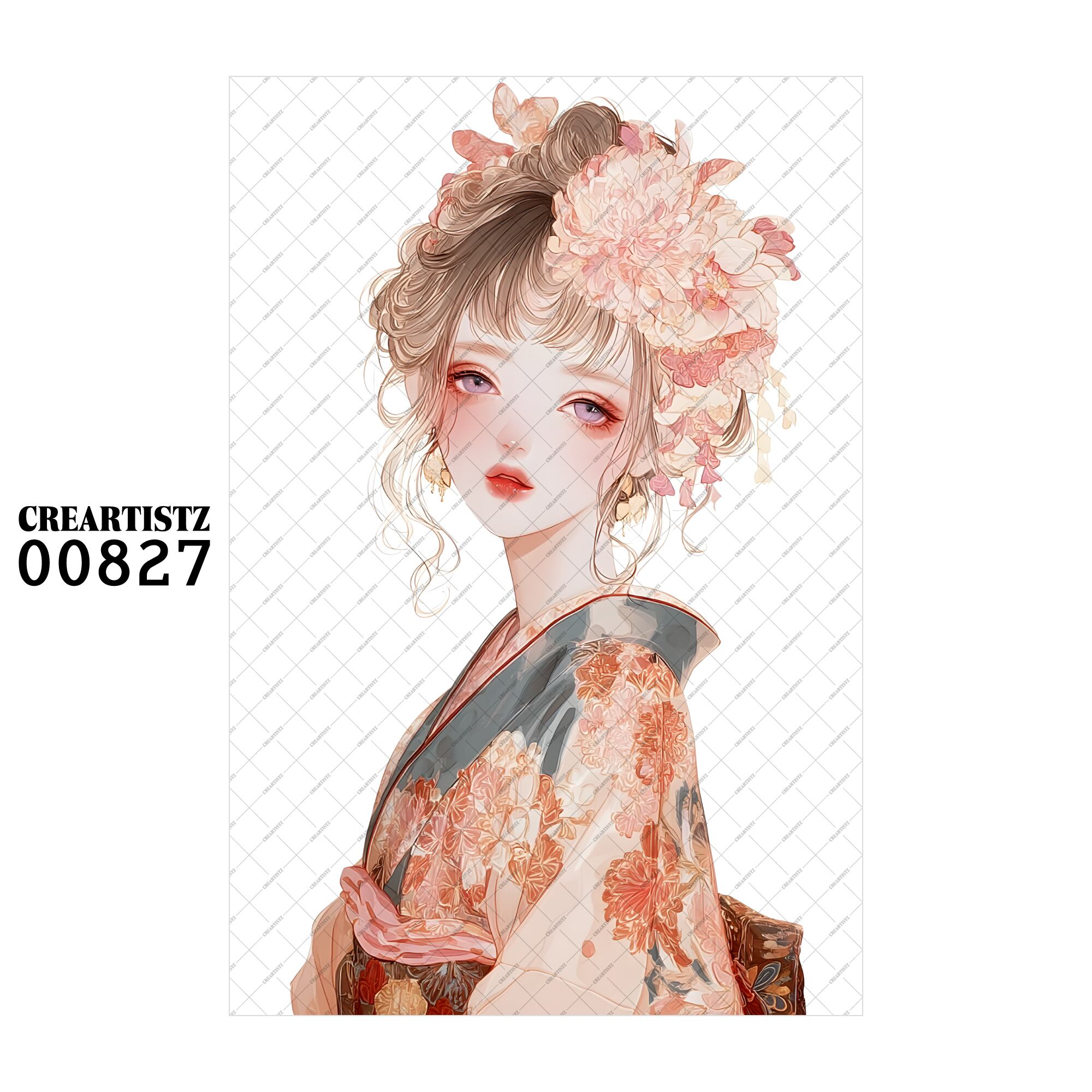 00827 ガール キュート オリジナル ペーパー/ステッカー 4枚セット CREARTISTZ