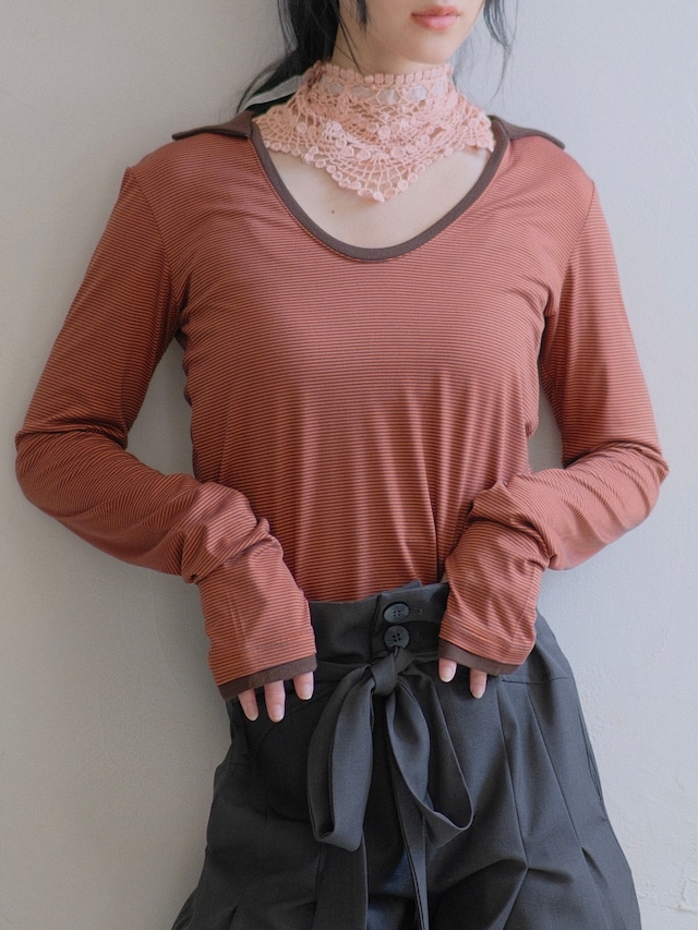 U-Neck Slim Top / ORANGE