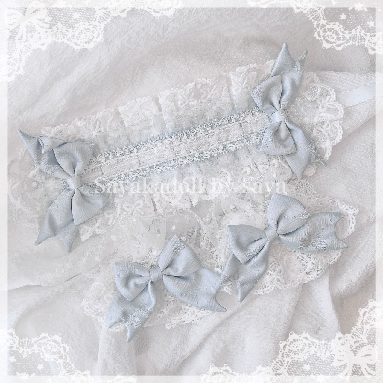 ♡【3点set】Pastel ribbon フリルリボンヘッドドレス white ♡