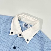 J.PRESS J.プレス ストライプ BD ボタンダウン 長袖 クレリックシャツ 160/ブルー メンズ