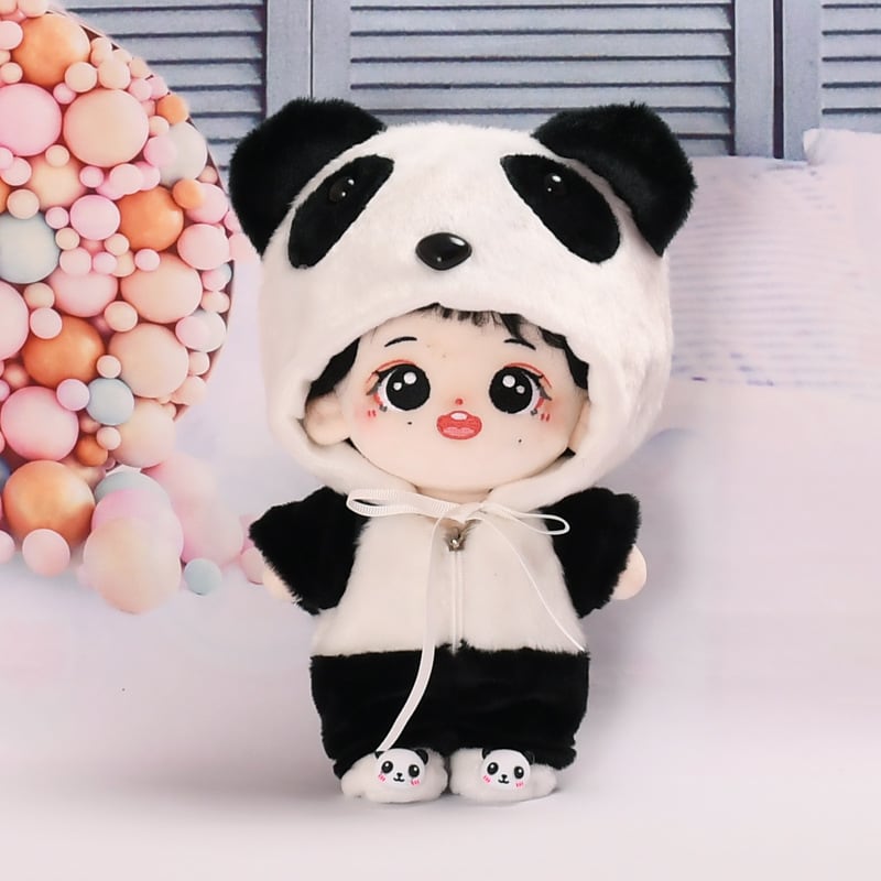 20cmぬいぐるみ用 ふわふわ パンダ ロンパース+帽子 かわいい 着せ替え