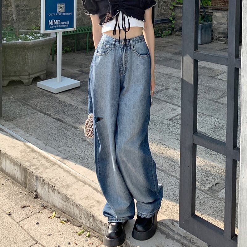 カラージーンズ レディースサマーハイウェストルーズワイドレッグパンツ 夏物 ワイドパンツ YY-ファッション53254527416