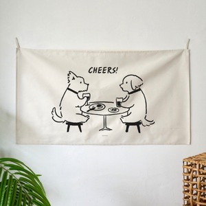 cheers fabric poster 2size / チアーズ ファブリックポスター カーテン 犬 猫 韓国インテリア雑貨
