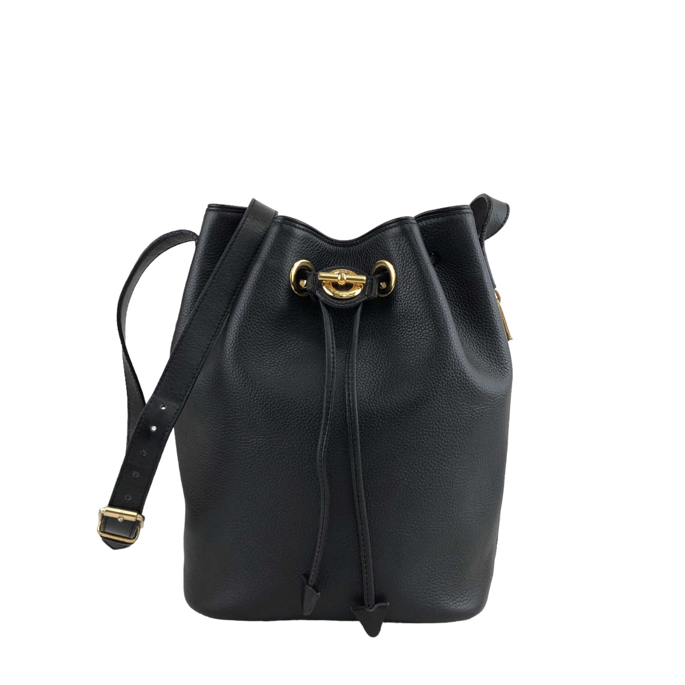 CELINE セリーヌ ショルダーバッグ ブラック マンテル レザー 巾着