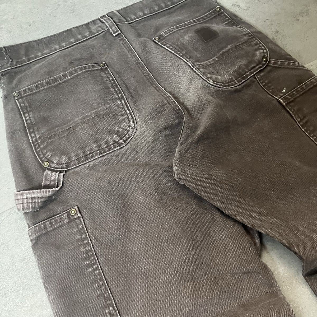 90s Carhartt ダブルニー ワークパンツブラウンダック フェード
