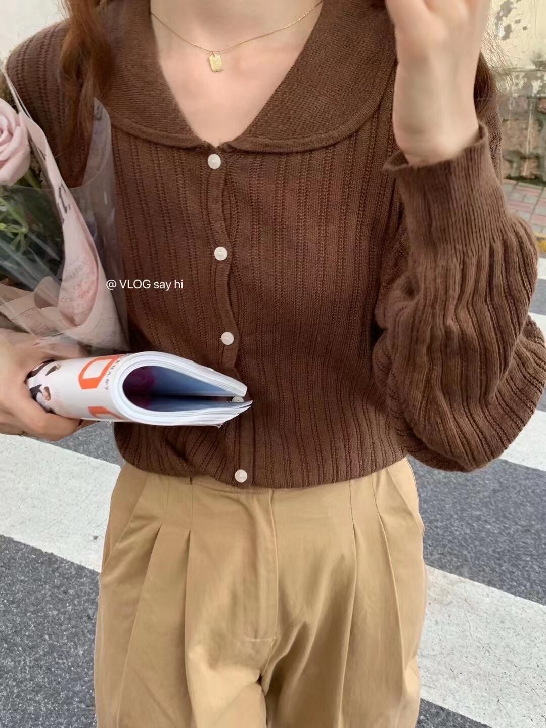 シアーシャツ風ニット　AJ2085-762