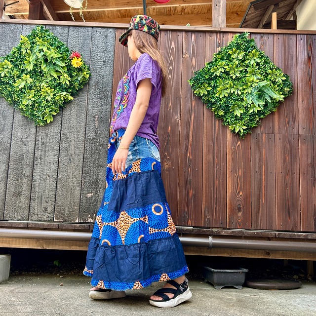 リメイクデニムティアードアフリカンb