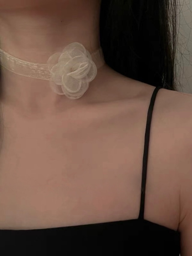 chiffon rose necklace / 2color