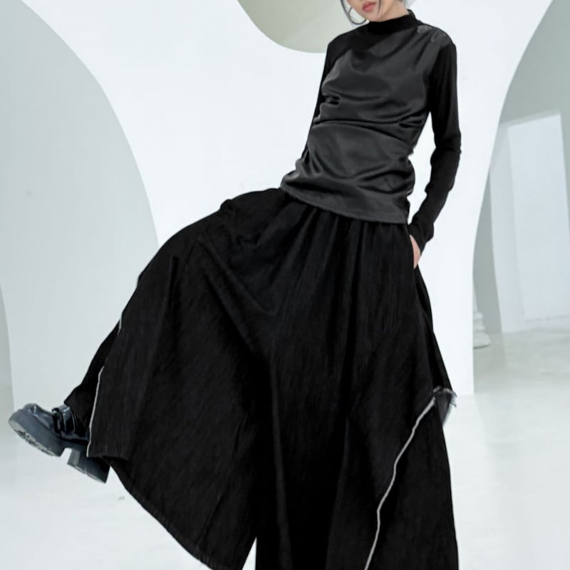 ドレープ アシンメトリー 長袖 トップス 1color PU0428