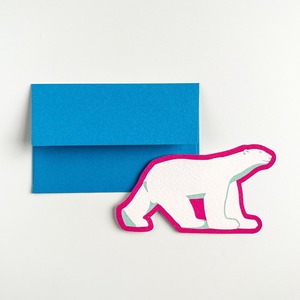【WEB限定】ポンポン　ダイカットミニカード　シロクマイメージ　ブルー